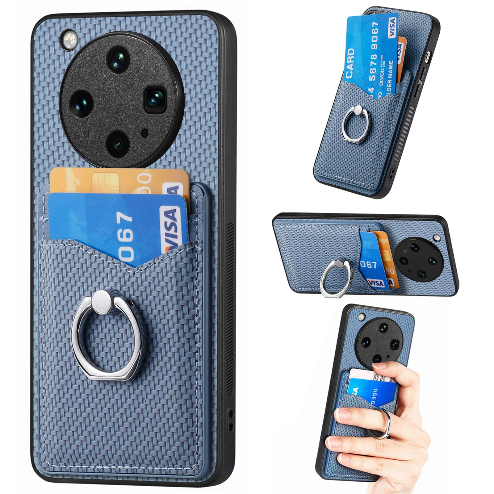 

For Oppo Find X8 Ultra 5G Case Card Slots Ring Holder Kickstand Phone Cover Blue