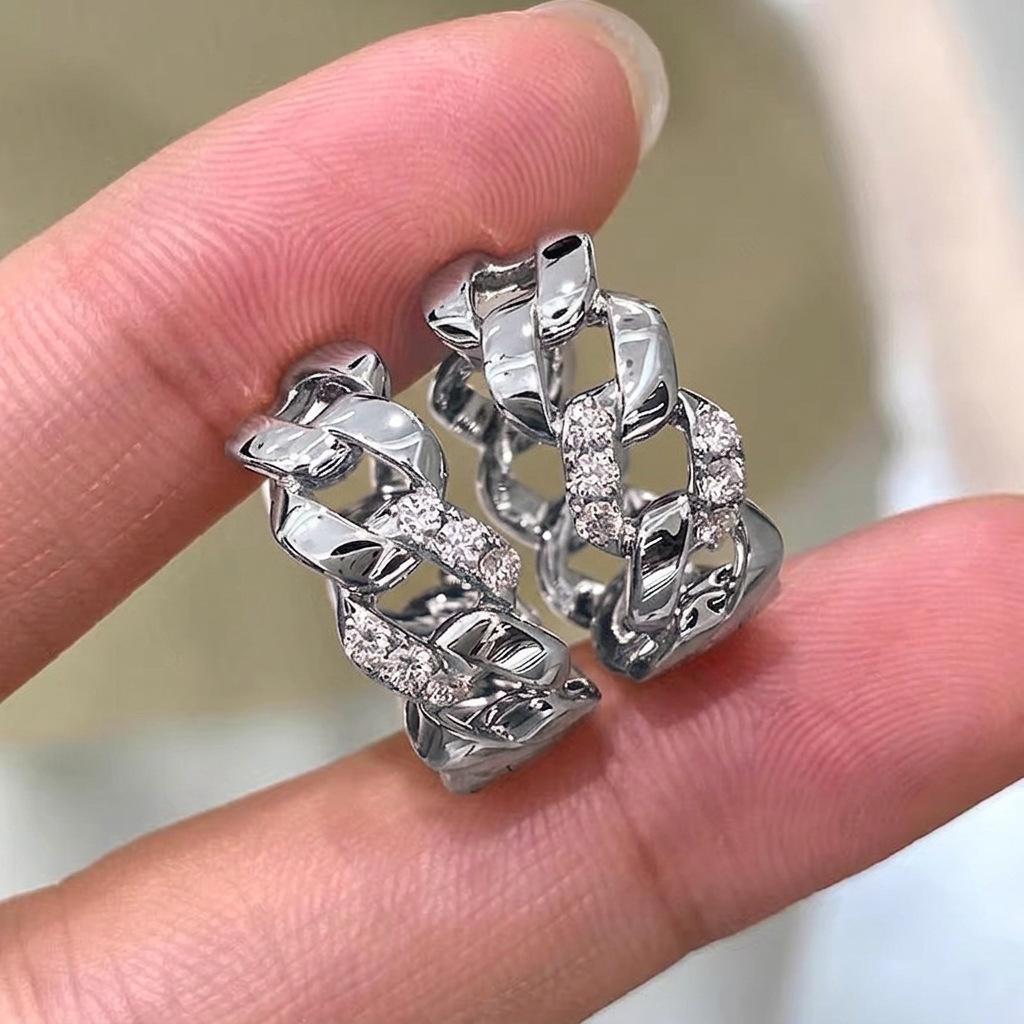 

Women Interweave Hoop Earrings 925 Silver Color Party Accessories Trendy Daily Wedding Versatile Jewelry With Shiny CZ