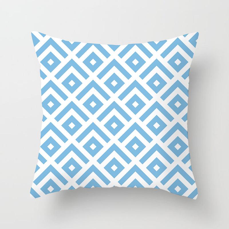 

Blue Geometric Canvas Pillow Cover Home Sofa Pillow Cushion Cover Side Sleeping Premium Durable Quality Useful 45*45cm
