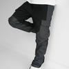 Men Sports Pants Patchwork Elastic Waist Loose Color Matching Multi Pockets Soft Breathable Casual Mid Waist Cargo Pants Men Long Trousers