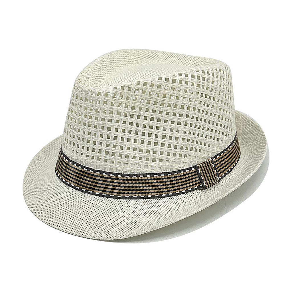 Men Summer Straw Hat Solid Color Hollow Out Jazz Panama Hats For Man Outdoor Travel Beach Sunshade Cap