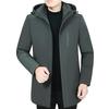 Winter Warm Down Padded Jacket for Men Hooded Stand Collar Thick Long Sleeve Zipper