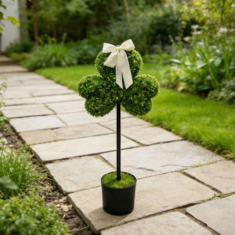 Artificial False Shamrock Plant In Pot No Maintenance Required For Holiday Decoration