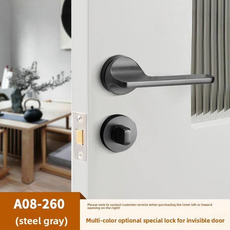 Stainless Steel Bathroom Keyless Door Lock Household Wooden Door Handle Lock Indoor Black Red and Green Indicator Door Handle