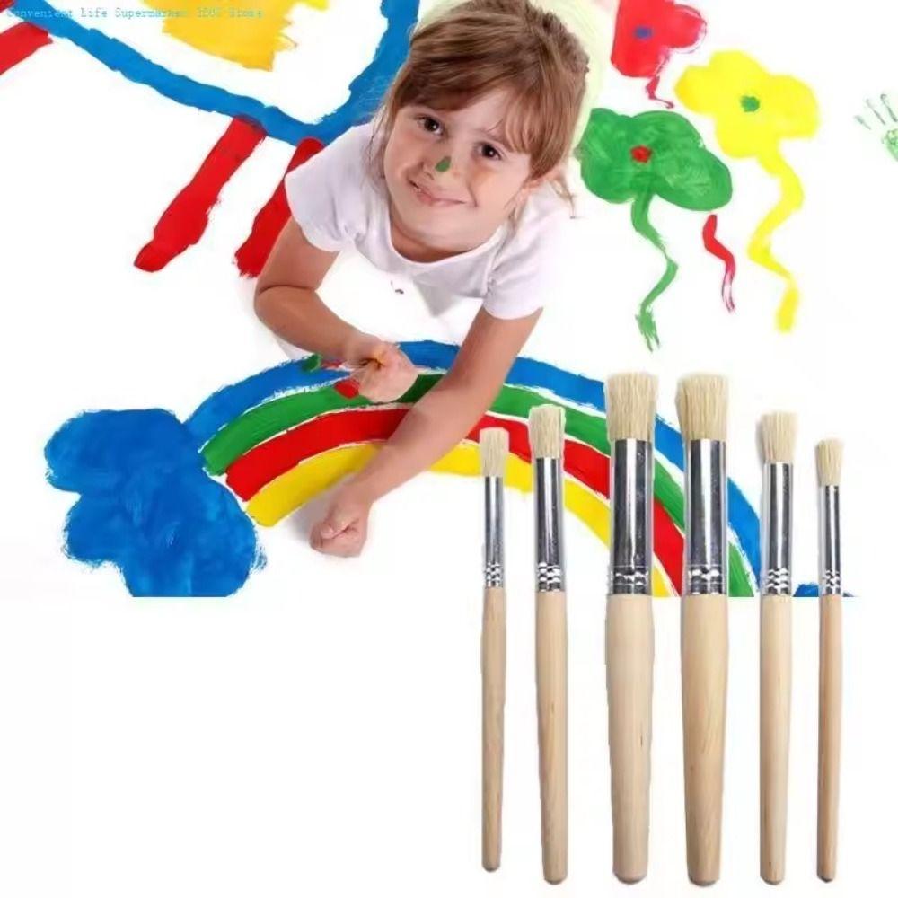 Bristle Hair Wooden Handle Watercolor Oil and Acrylic Painting Pen Wooden Bristle Pen  Child Toy