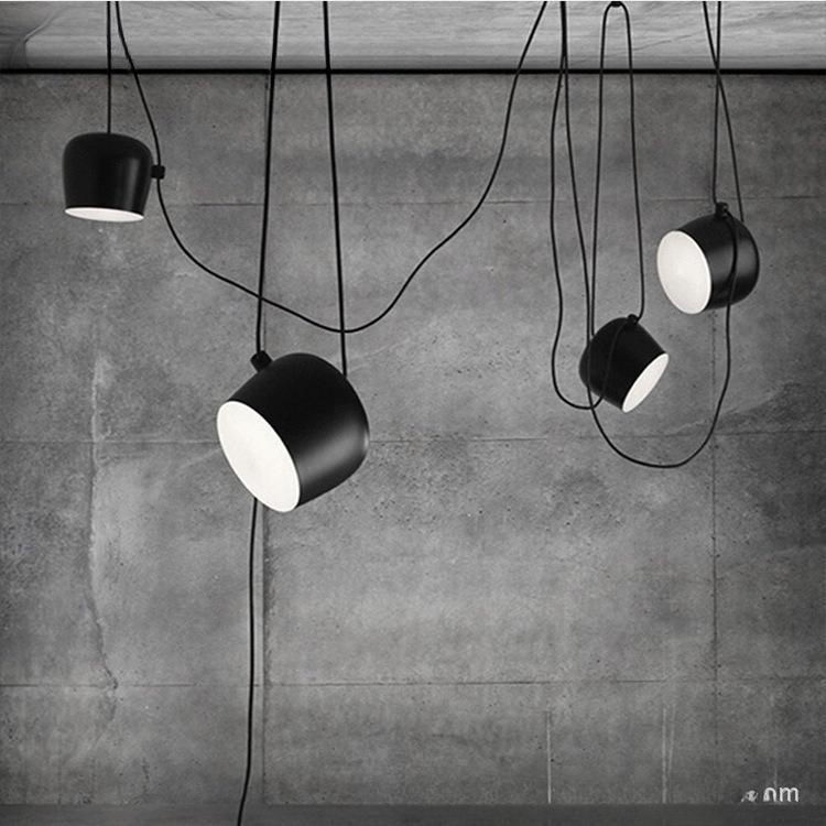 

Скандинавская люстра-малый барабан - Современное светодиодное многоламповое освещение для магазинов одежды, кафе и ресторанов Black 180mm Cool Light