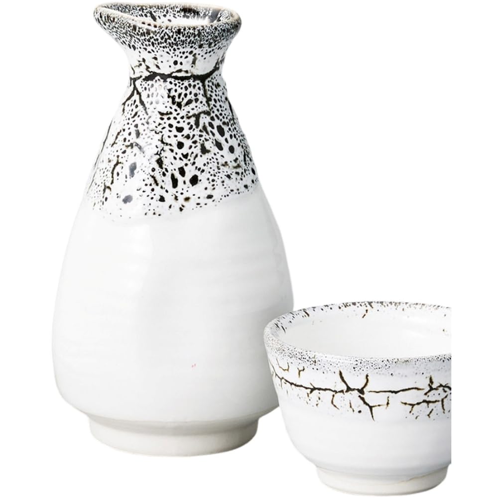 

Sake Tokkuri and Ochoko x Kairagi White Tenmoku 1 Tokkuri Sake Cup Set Mino Ware Ale-net Set, Set, 6.8 H12.1cm, 180cc, No. Tokkuri, & (2 pieces), белый