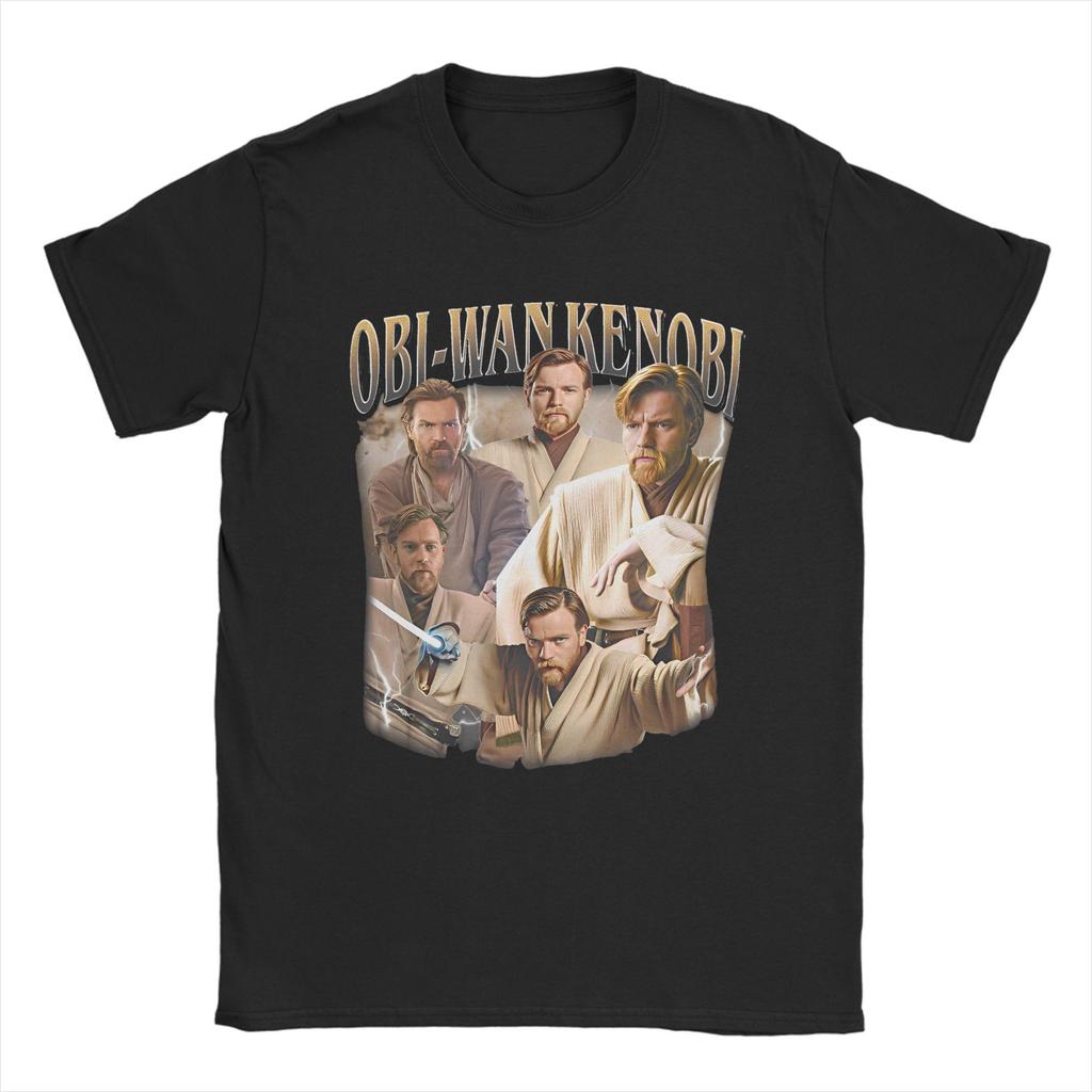 Obi-Wan Kenobi Space T Shirt Men's 100% Cotton Creative T-Shirts Crewneck Jesus Retro Collage Tees Short Sleeve Clothing Printed