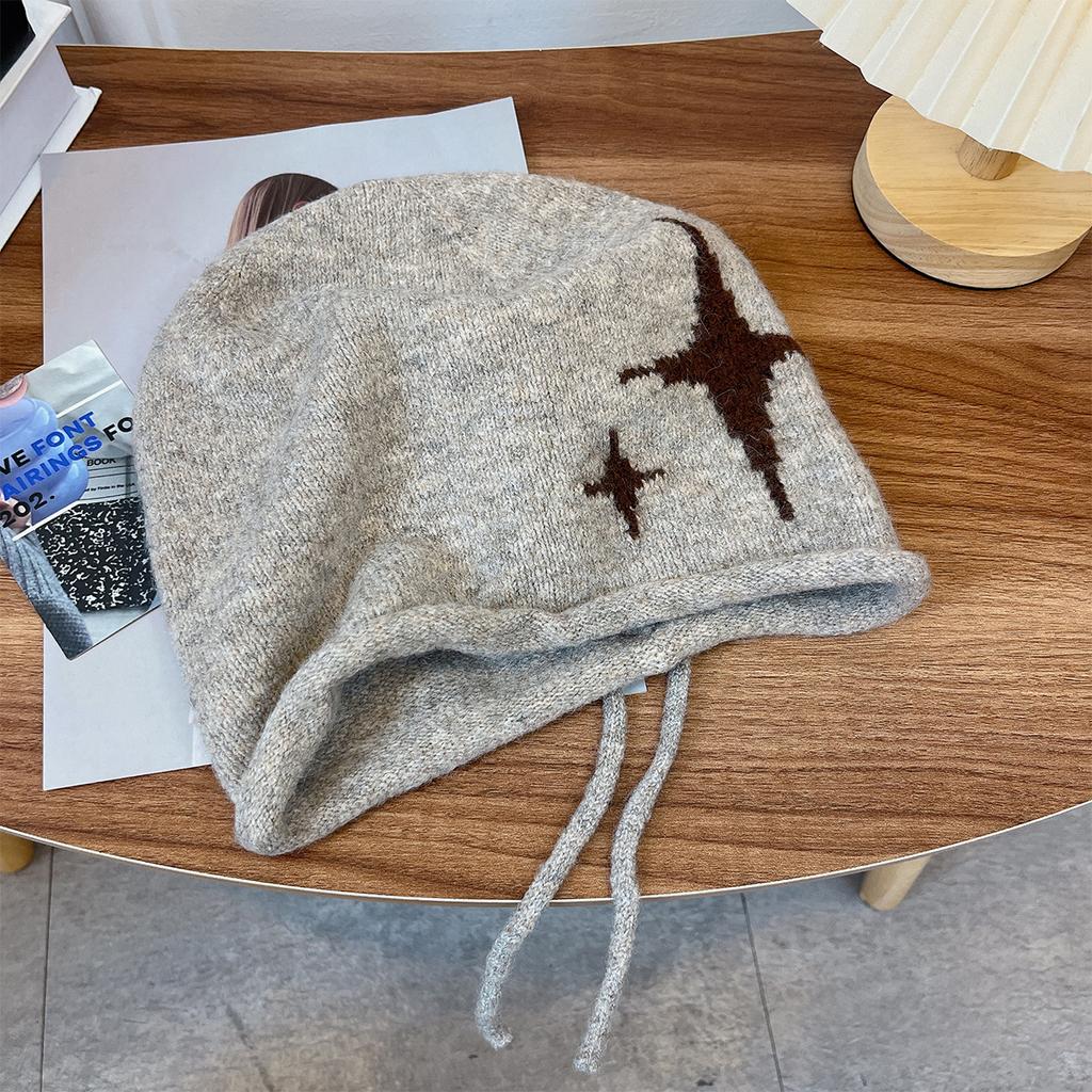 Autumn and Winter Do Not Choose Head Circumference Enlarged Drawstring Hat Women's Cloud Warm Knitted Hat Men's Pile Hat Cold Hat Casual Hat