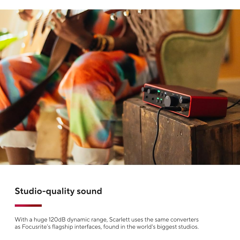 Focusrite Scarlett 2i2 4th Generation USB Audio Interface for recording, songwriting, streaming, ...