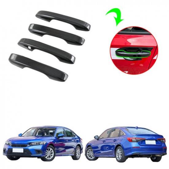 ABS Imitate Carbon Fiber Exterior Side Handle Cover For Honda 11th Civic +