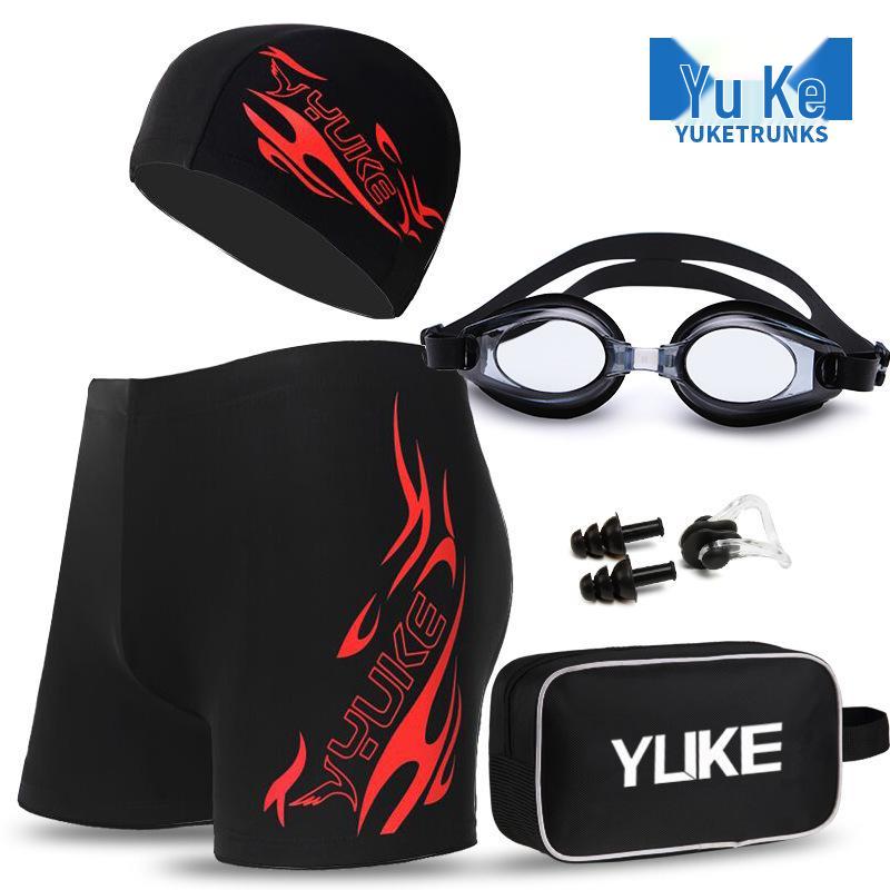 

Мужские плавки свободного кроя больших размеров, шорты с квадратным вырезом для горячих источников, модные очки для плавания и набор шапочек. XL