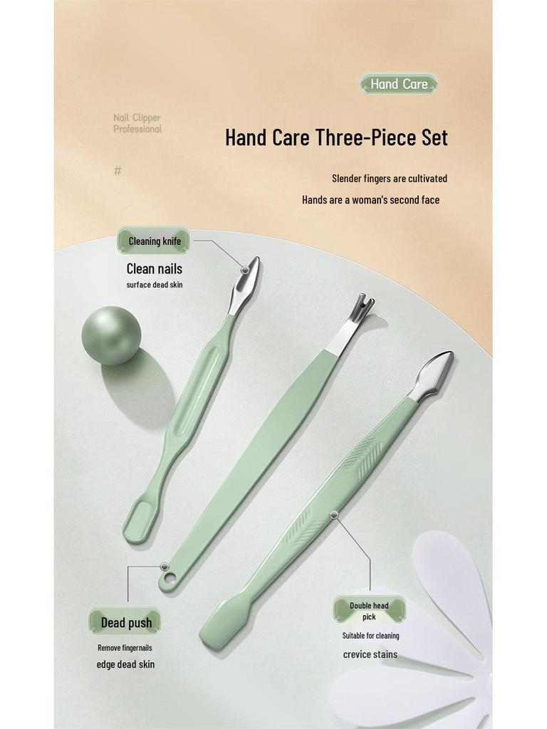 Portable Nail Care Set: Slant Clipper, Ear Pick & Dead Skin Scissors