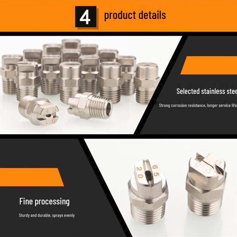 304 Stainless Steel 65° Flat Fan High-Pressure Spray Nozzle