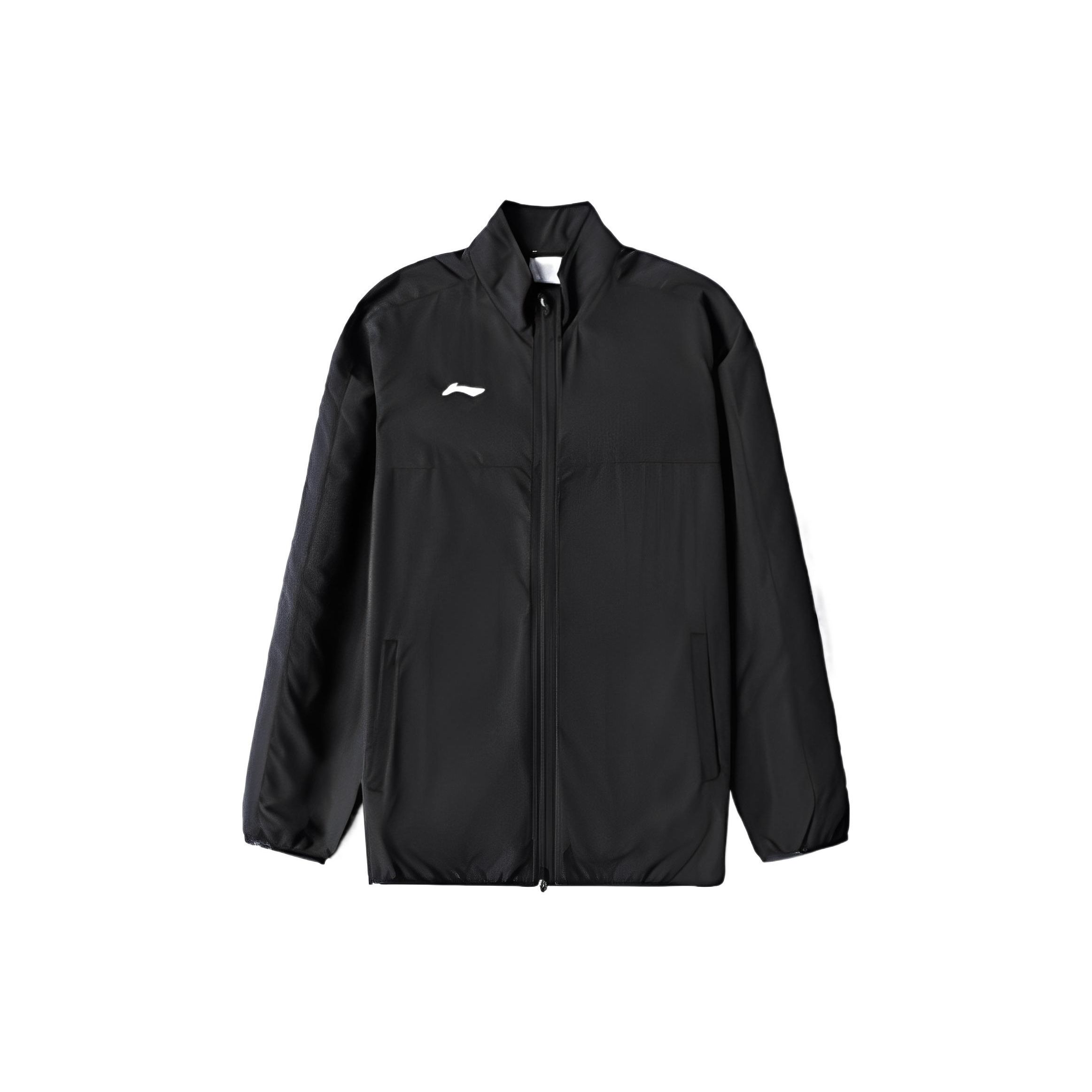 

Li Ning однотонная стойка воротник молния фирменный логотип вышитый свободный длинный рукав куртка мужские куртки черный AJDR475-3 L