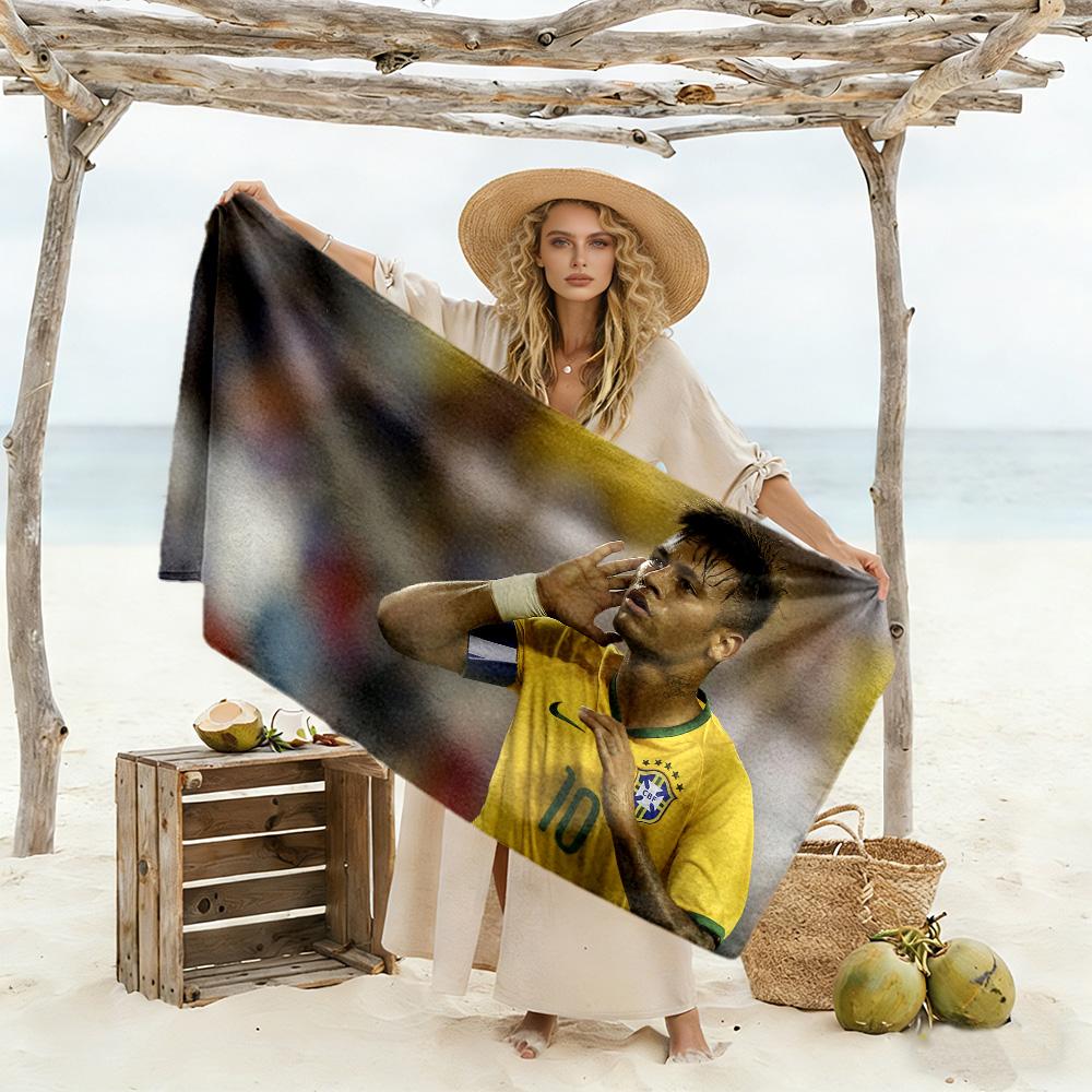 Neymar's Iconic Haircut Beach Towel Quick-Dry Soft Microfiber Comfortable Lightweight Perfect for Traveling Yoga Camping and Swimming