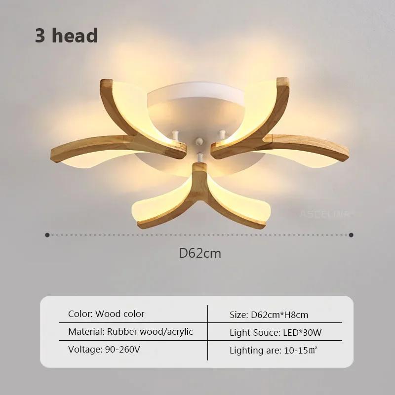 Luminária de Teto LED Nórdica Madeira de Borracha Tronco Quarto Sala Simples Moderna Madeira Maciça Sala de Estar Luminária de Teto de Madeira Decorações de Interior