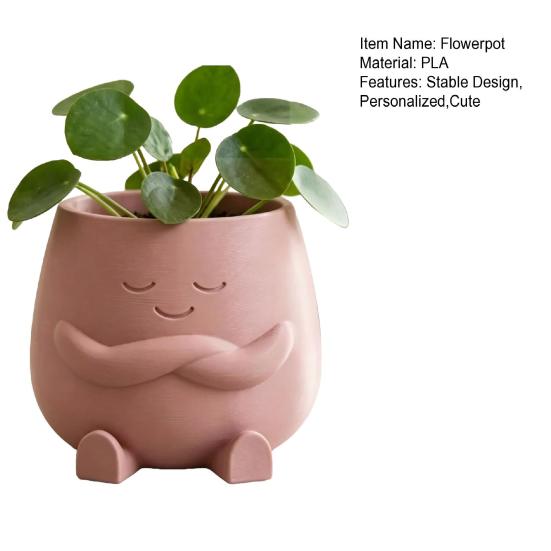 Mini Flowerpot Cute Desktop Planter 3D Printed Healing Smiling Face Creative Green Plant Pot for Home