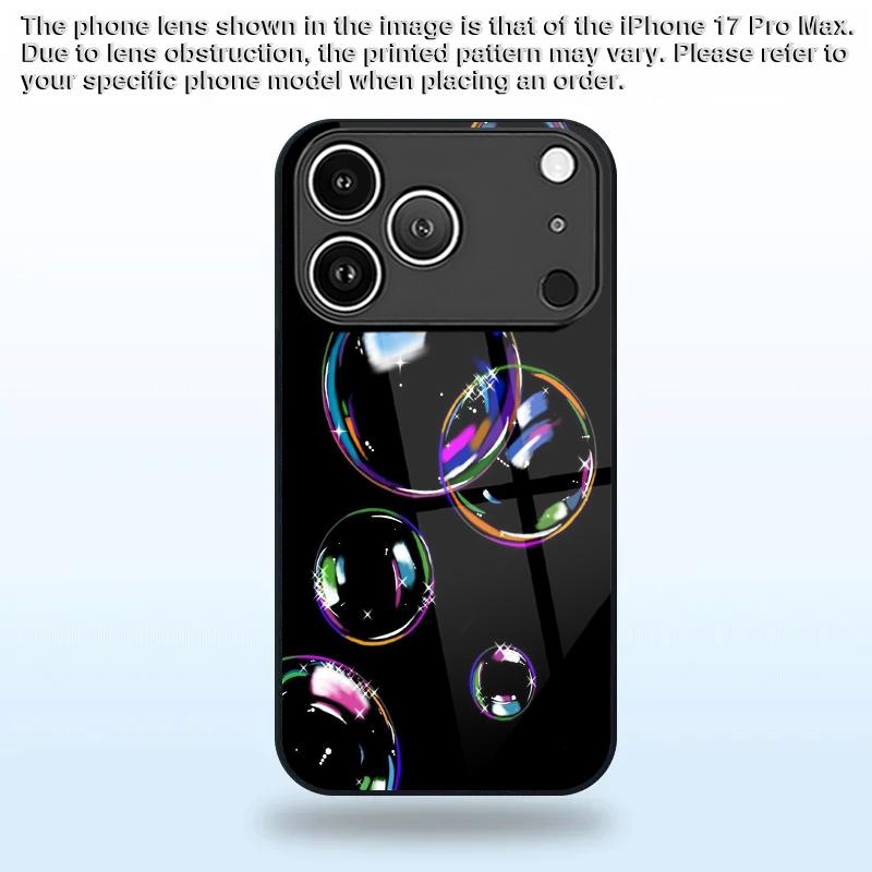 Colorful Bubble Pattern 2D Phone Case for iPhone 17 16 15 14 13 12 11 X XR XS Max Pro 8 plus - Glass Protective Cover