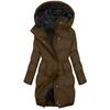 Women's Fashion Solid Color Long Sleeved Hooded Long Zipper Cotton Jacket Warm Coat Down Jacket