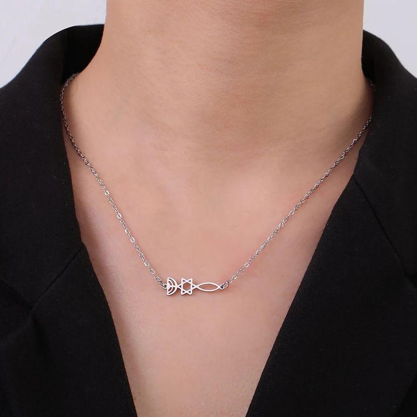 LIKGREAT Messianic Star of David Necklace for Women Men Stainless Steel Je Menorah Hexagram Pendant Israel Je Jewelry