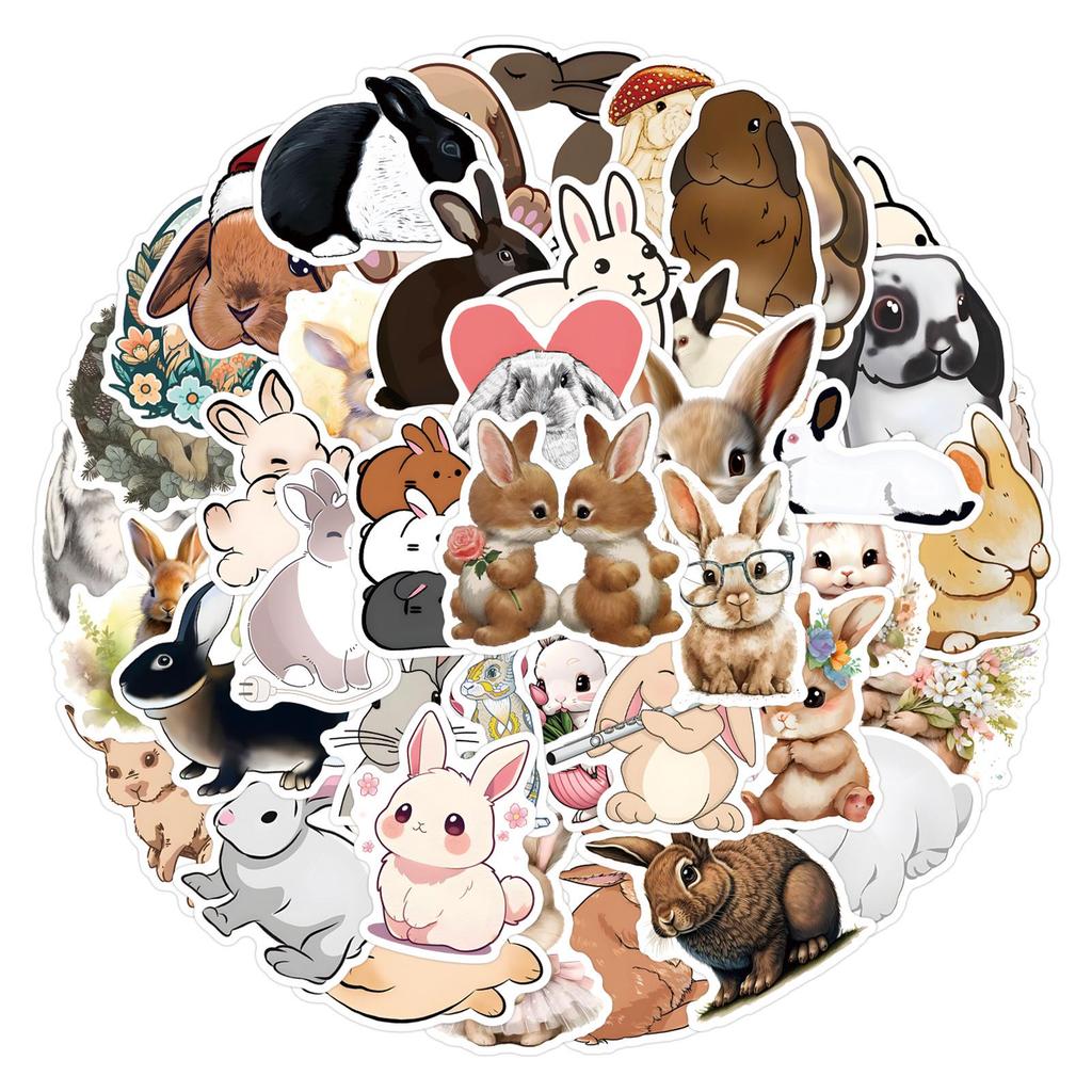 New Animal Series: Cute Rabbit Stickers for Suitcases, Stationery, and Water Cups (55-110 Sheets)