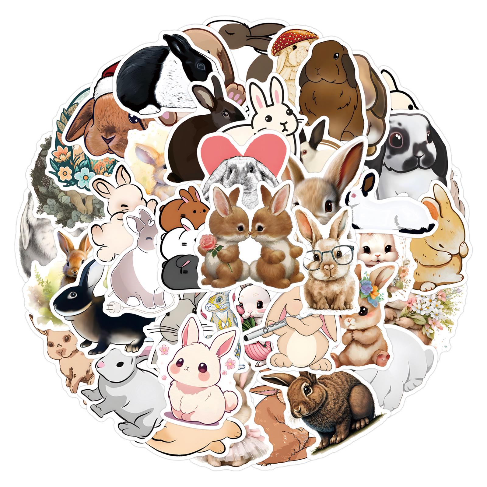 

55 Waterproof Rabbit Graffiti Stickers for Scooter, Water Bottle & Helmet Decoration