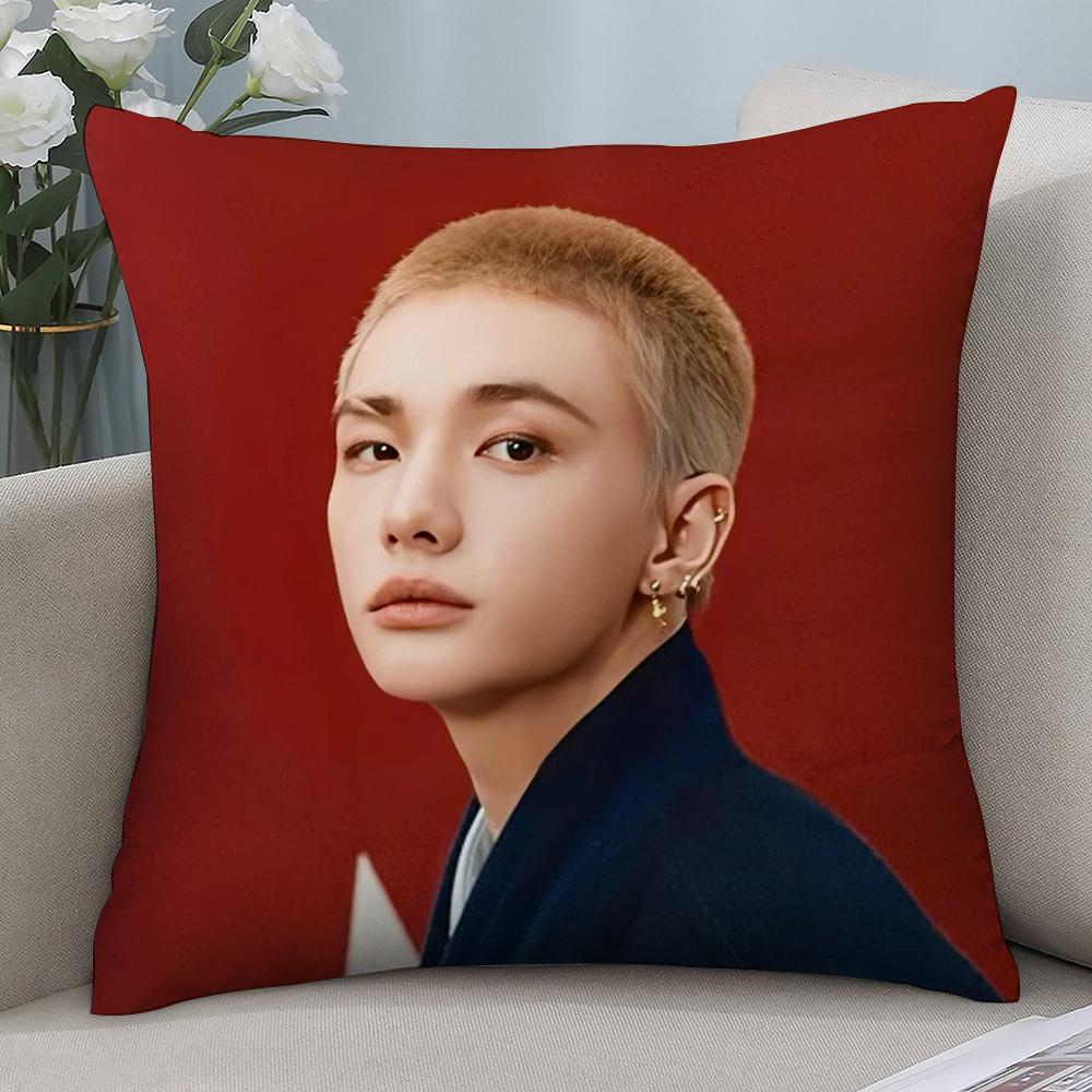 HOT-KPOP Idol h-Hyunjin Pillow Case Short Plush Sofa Decorative Gift Home Double-sided Printing Cushion