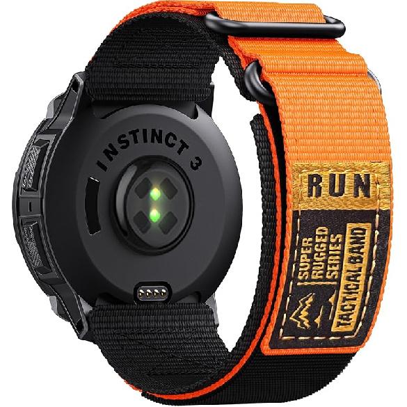 Нейлоновый ремешок с двойной петлей, совместимый с корпусами Garmin Instinct 2/3/E Series 45 мм – Подходит для Garmin Instinct Standard/Solar/Tactical/Solar Instinct2 22mm=45mm