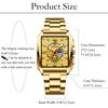 Square Watch with 3ATM Water Stainless Steel Analog Quartz Simple and Stylish Business Watch A Great Gift for and Day Men's Calendar, Gold