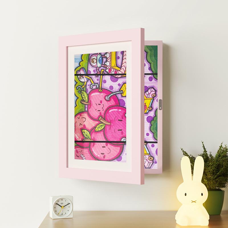 Children's Magnetic DIY Wall Art Frame: Punch-Free Multifunctional Display.