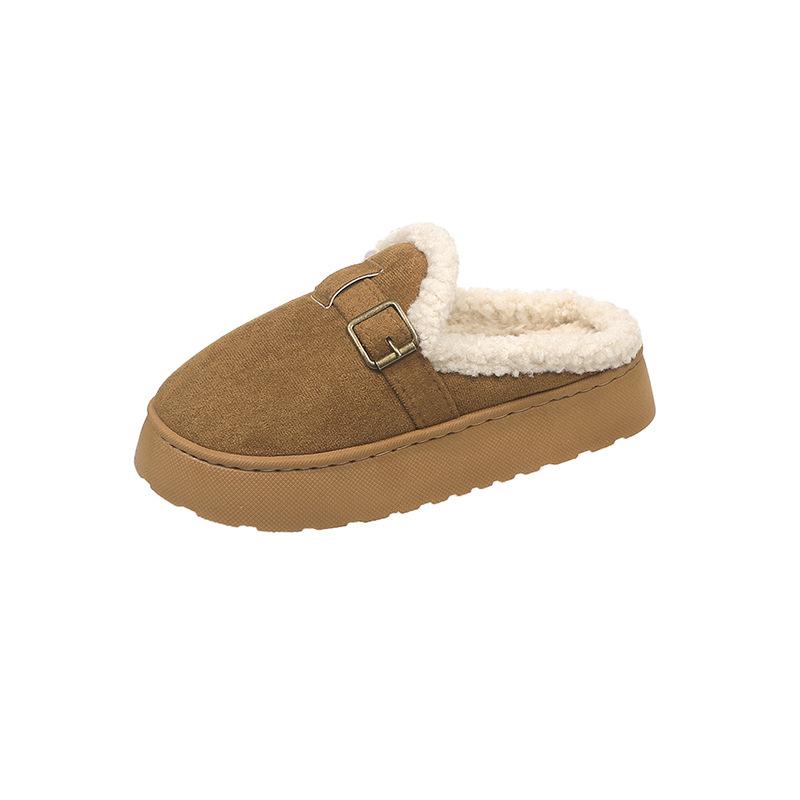Pantofole da donna Baotou in peluche imbottite calde invernali fondo spesso rialzate pantofole da casa scarpe casual per camminare in casa pantofole in cotone da neve