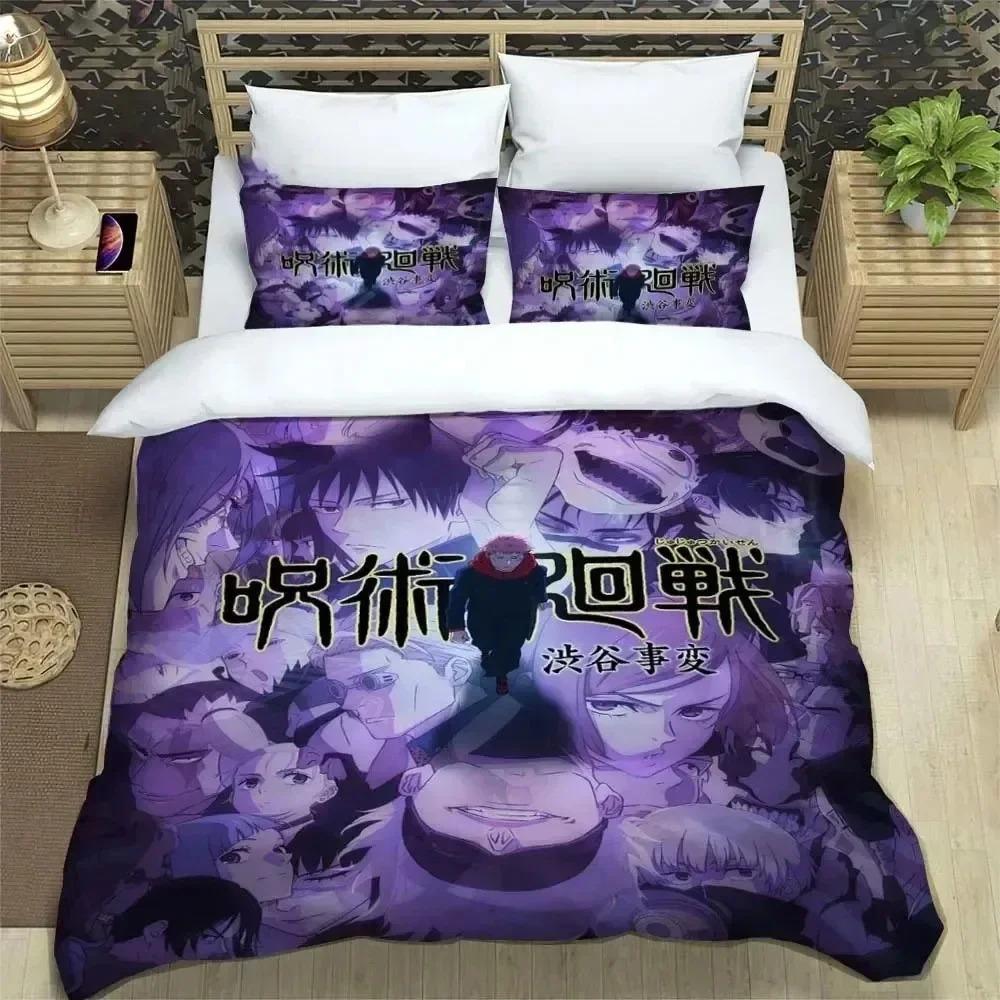 Imprimare 3D Jujutsu Kaisen Anime Set de Lenjerie de Pat Băieți Fete Twin Queen King Size Husă de Plapumă Față de Pernă Pat băieți Adult
