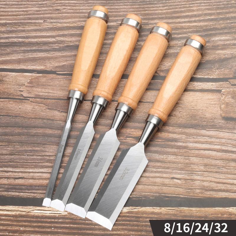Robustes Flachmeißel-Set für Holzbearbeitung, 6-38MM, Holzgriff, Holzmeißel, Flachmeißel, Schnitzmesser, Zimmermann, Holzschneidewerkzeuge