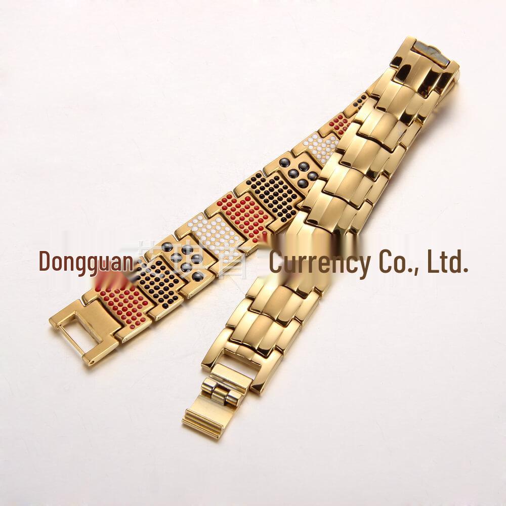 Men's Magnetic Titanium Bracelet with Germanium Beads - Stainless Steel Jewelry