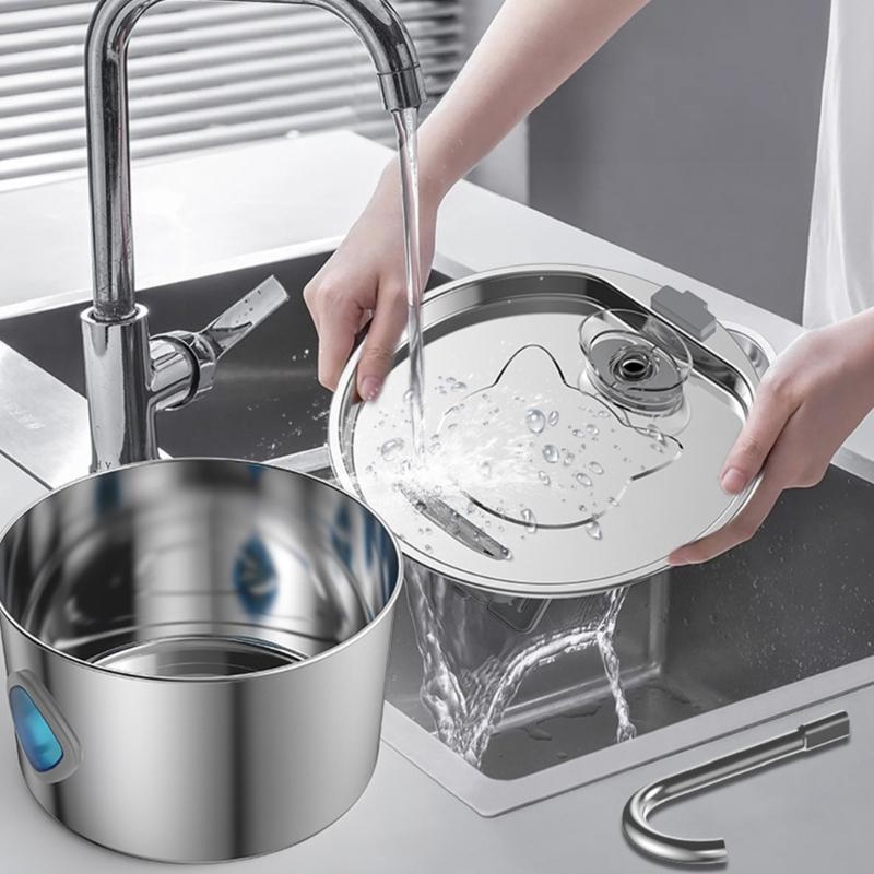 3.2L Pet Water Dispenser Stainless Steel Automatic USB Water Fountain For Dog Cats with MultiLayer Filtration Systems