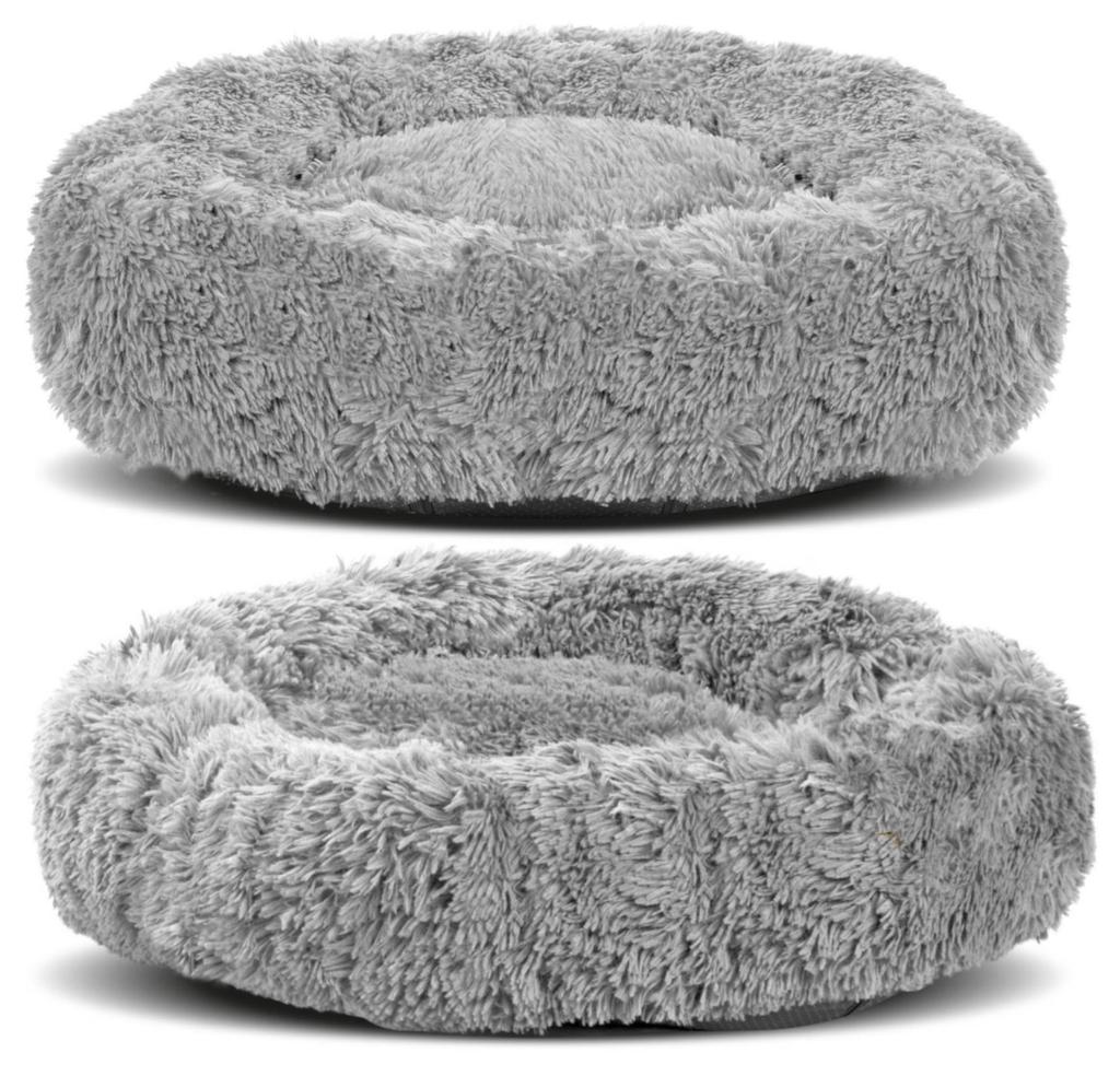 Dog Cat Bed SHAGGY Light Gray Long Hair VARIOUS SIZES