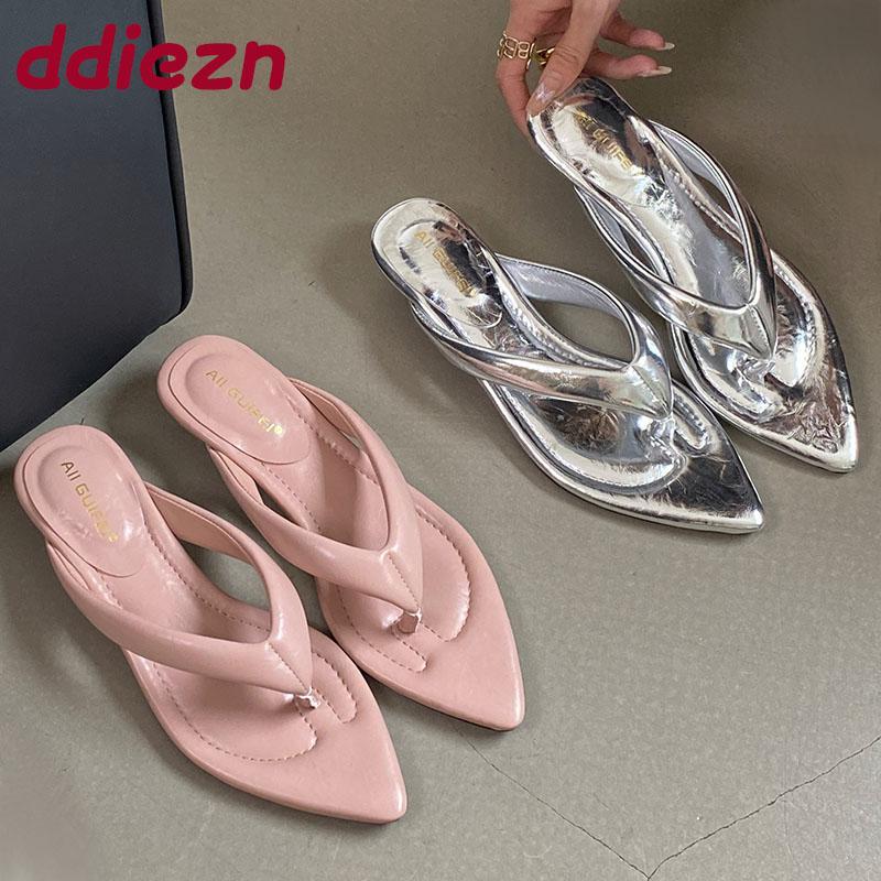 Fashion Low Heel Footwear Women Wedges Slippers Slides Sandals Shoes Fashion Pointed Toe Ladies Wedges Slippers Female Flip Flops