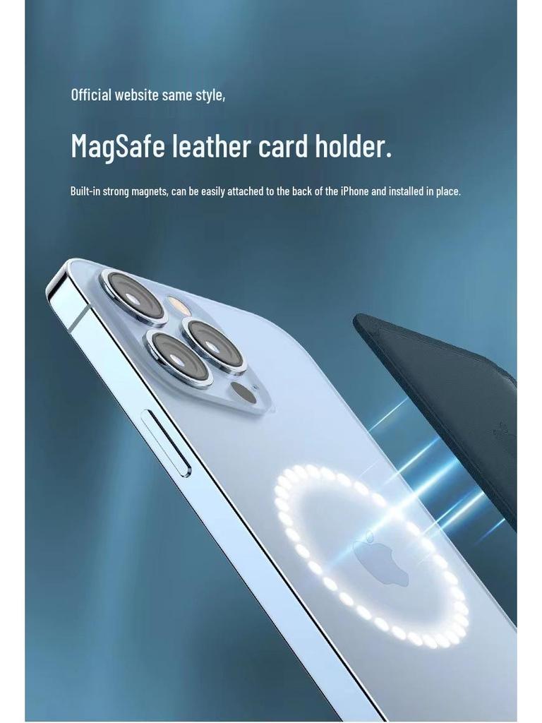 Magnetic Leather Card Holder Case for iPhone 14/13/12 with MagSafe Compatibility