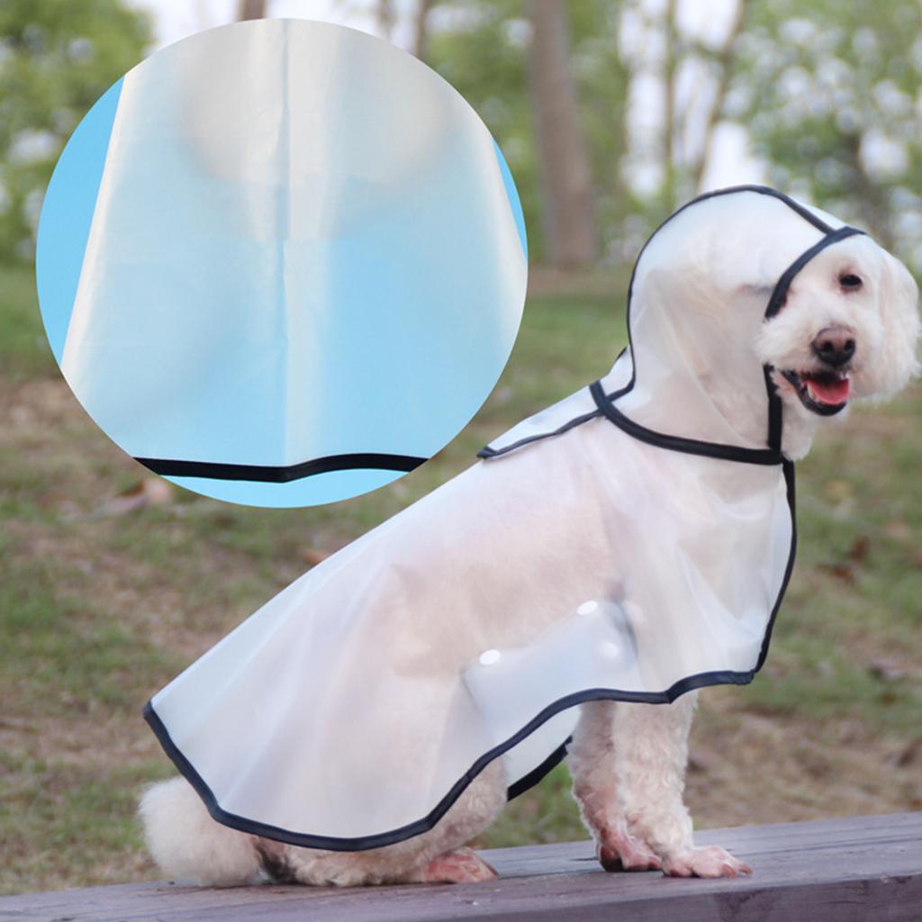 Dog Raincoat Transparent Soft Frosted Pet Waterproof TPU Cape with Hood for Outdoor Walking Playing