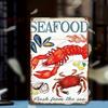 Vintage Seafood Metal Tin Sign  HeavyDuty Iron Retro Crab Lobster  Shrimp Fresh from the Sea Wall Rt with Fish Mussels