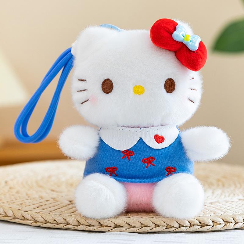 Hello Kitty 6" Pendant Plush Doll with Overalls Keychain