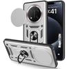 Case for Honor Magic 7 Lite, Shockproof with Ring and Sliding Camera Protection - Silver