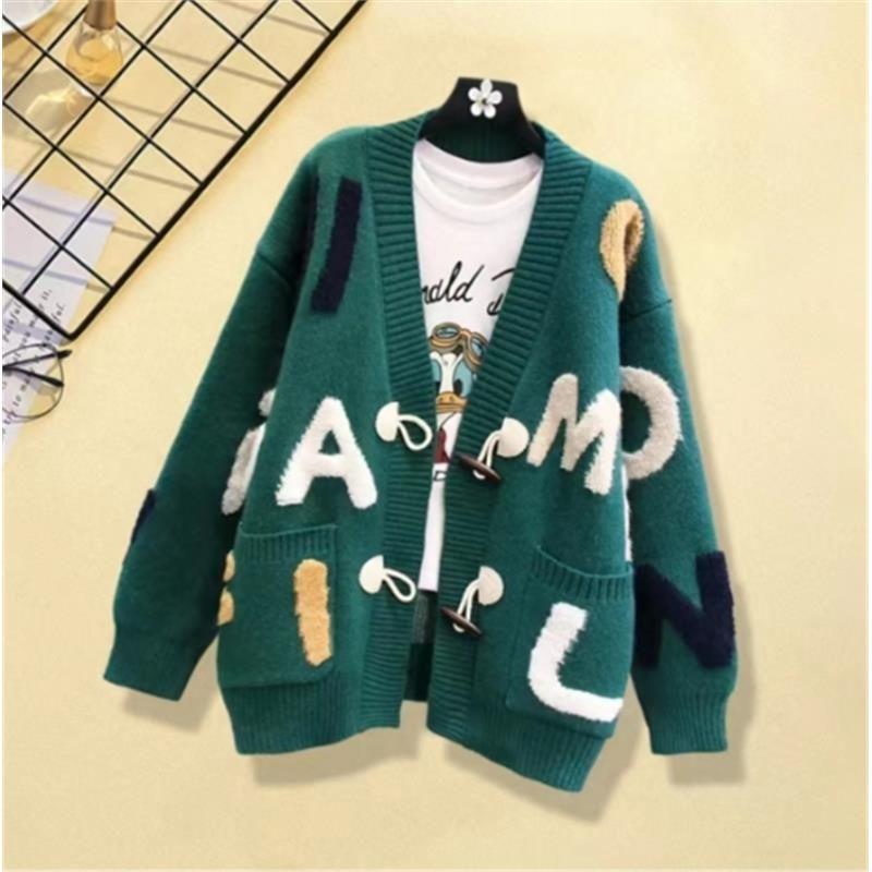 

New Year Red Sweater Outwear Female Early Spring Autumn High School Junior High School Student Youth Birth Year Young Adult Knitting Cardigan Green ordinary edition M