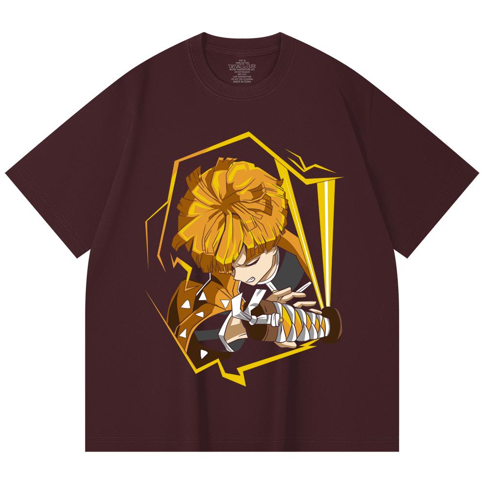

230 Gsm 100% Cotton Demon Slayer V109 Zenitsu Print Unisex Heavy Cotton T Shirt 2XL