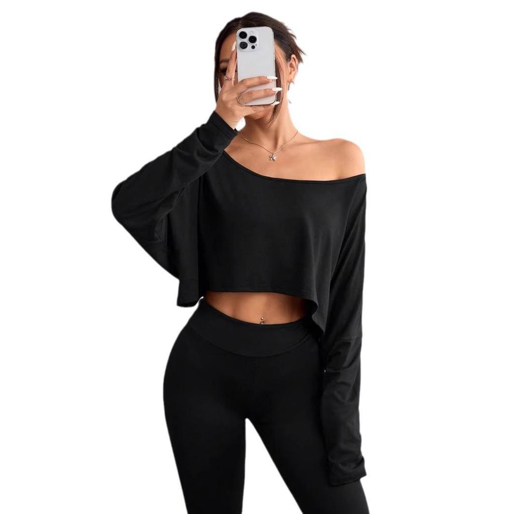 2025 Vår/Höst Off-Shoulder Lös Passform Mode Crop Top