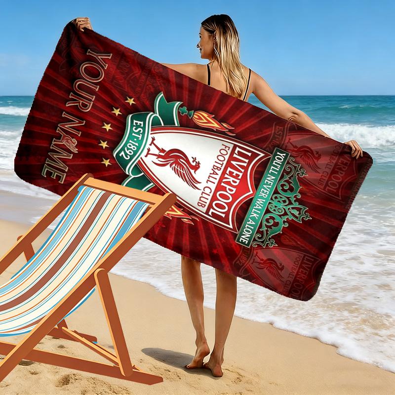 Name Custom Liverpool Football Club Print Beach Towel, Large Soft Quick Dry Towel for Beach Camping Swimming