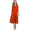 Women's Cotton Swing Dress Casual 45720 Sleeve Crew Neck Midi