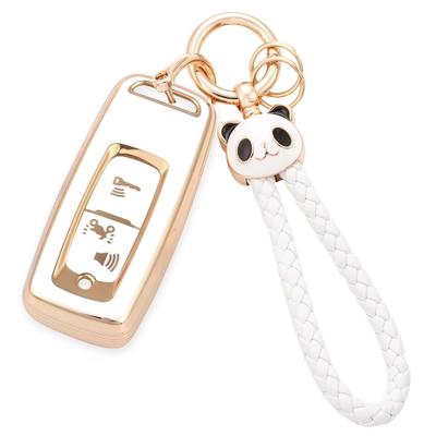 HOYZE Key Case Compatible Honda Bike PCX 150/125 Key Cover, Cute, Car Smart Key Case, Key Holder, Panda, Gold White