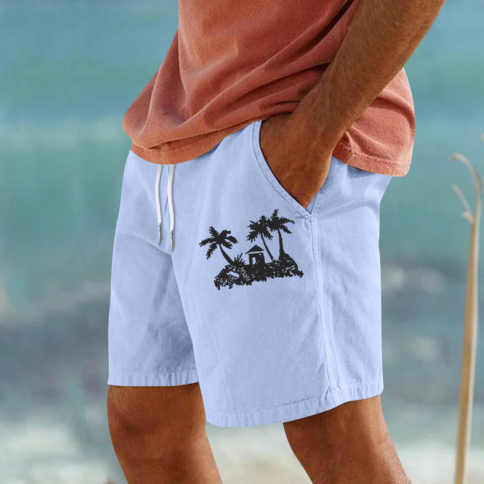 

Мужские спортивные хлопковые льняные повседневные свободные шорты Повседневные пижамы с карманами для бега Брюки XXXL синий